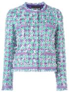 Boutique Moschino Houndstooth Bouclé Jacket, Women's, Size: 44, Pink/purple, Cotton/polyamide/acetate/virgin Wool