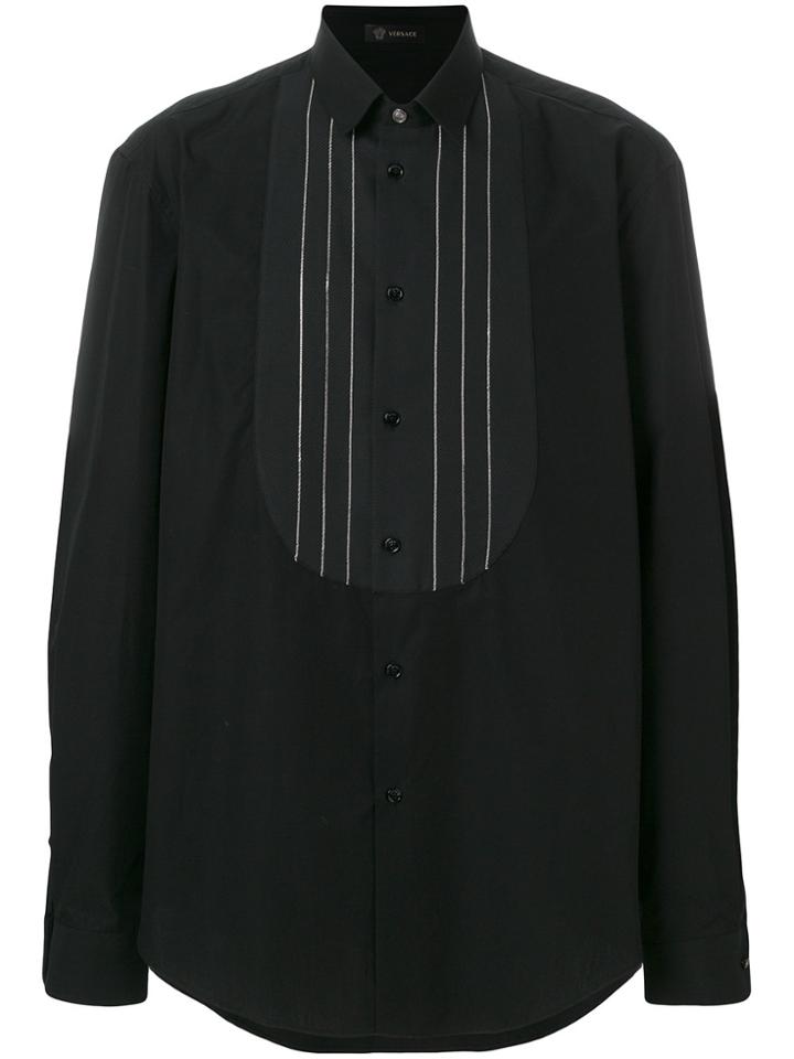 Versace Piped Bib Shirt - Black