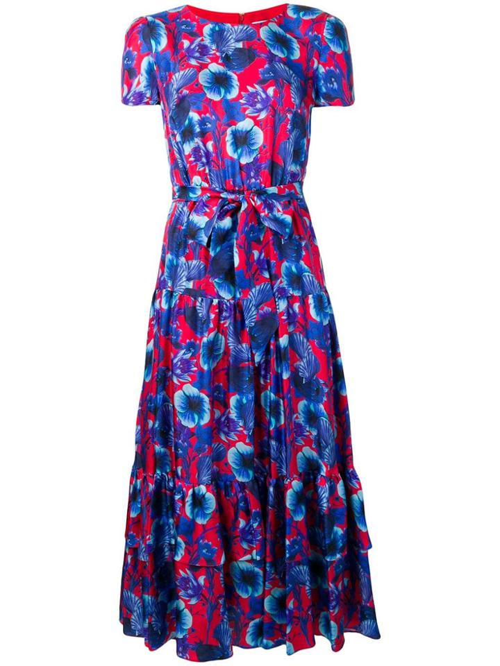 Borgo De Nor Elisa Floral Print Tiered Dress - Blue