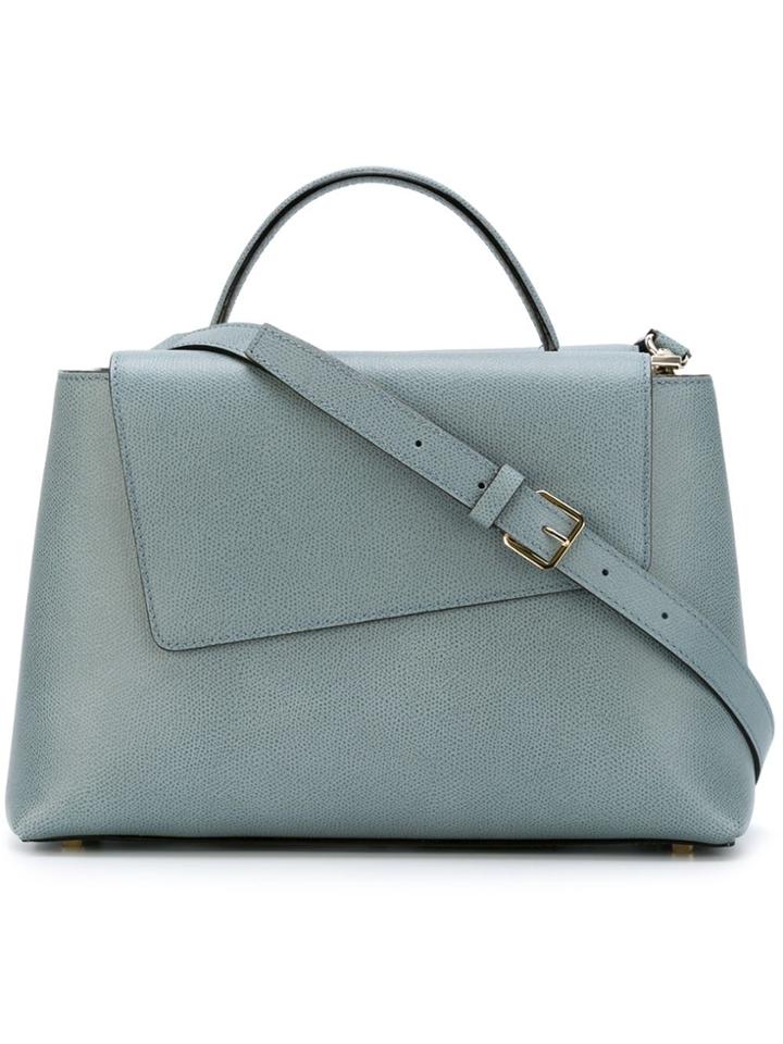 Valextra Asymmetric Flap Tote - Blue
