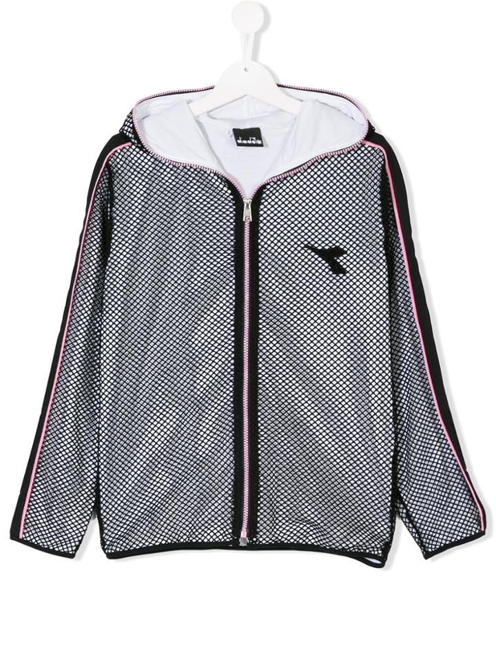 Diadora Junior Mesh Hooded Sports Jacket - White