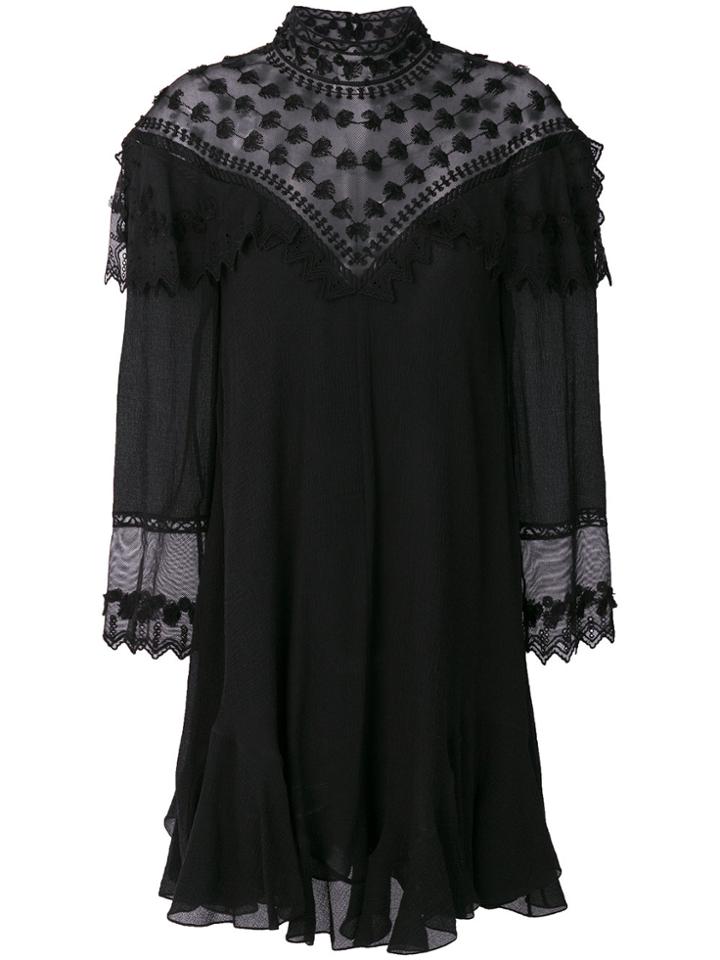 Chloé Embroidered Flared Dress - Black