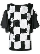 Tsumori Chisato Off-shoulder Square Print Blouse - Black