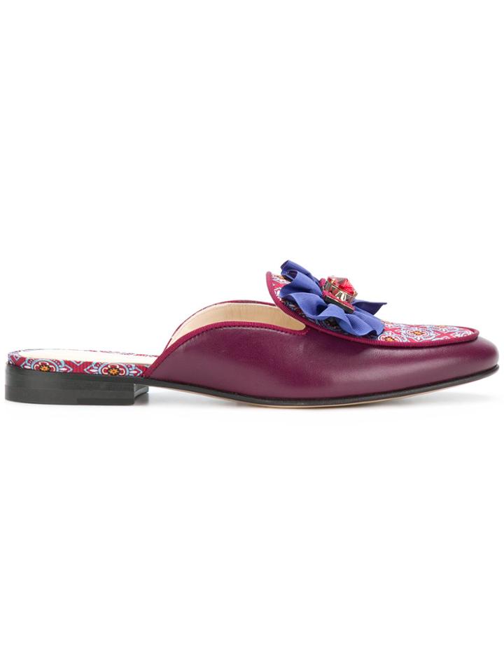 Etro Bow Trim Mules - Red