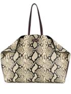 Alexander Mcqueen Snakeskin Effect Butterfly Tote Bag - Neutrals