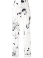 A.f.vandevorst - Printed Wide Leg Trousers - Women - Silk/lyocell - 38, White, Silk/lyocell