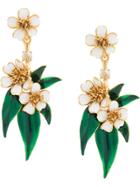 Oscar De La Renta Delicate Flower Drop Earrings - Metallic