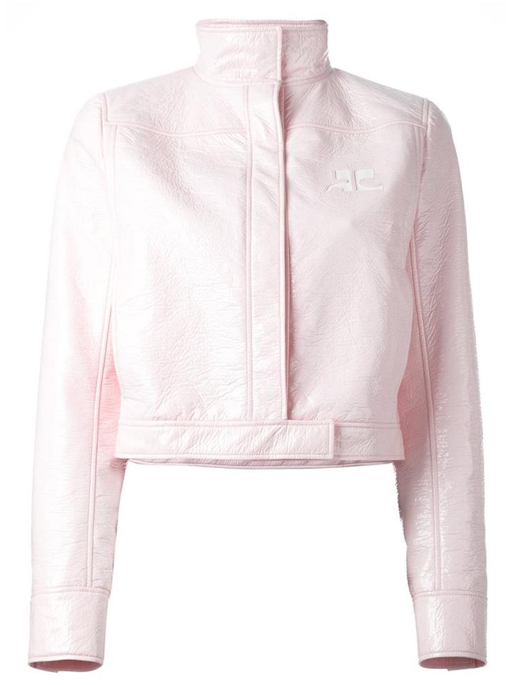 Courrèges Cropped Jacket, Women's, Size: 40, Pink/purple, Cotton/polyurethane/polyester