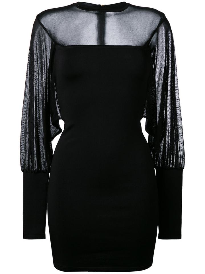 Balmain - Sheer Panel Fitted Dress - Women - Polyamide/viscose/spandex/elastane - 40, Black, Polyamide/viscose/spandex/elastane