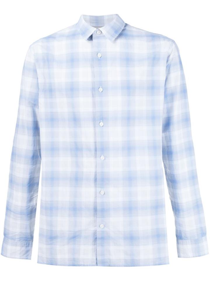 Vince Plaid Shirt, Men's, Size: Medium, Blue, Cotton/linen/flax