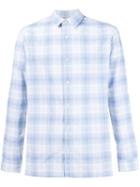 Vince Plaid Shirt, Men's, Size: Medium, Blue, Cotton/linen/flax