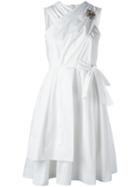 No21 - Back Bow Flared Dress - Women - Cotton - 40, White, Cotton