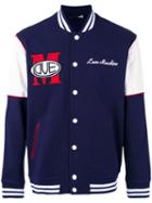 Love Moschino 'm' Patch Bomber Jacket, Men's, Size: Medium, Blue, Cotton/polyester