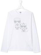 Karl Lagerfeld Kids Teen Karl And Choupette T-shirt - White
