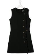 Msgm Kids Button Up Ruffles Dress - Black