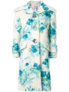 Prada Floral Patterned Coat - White