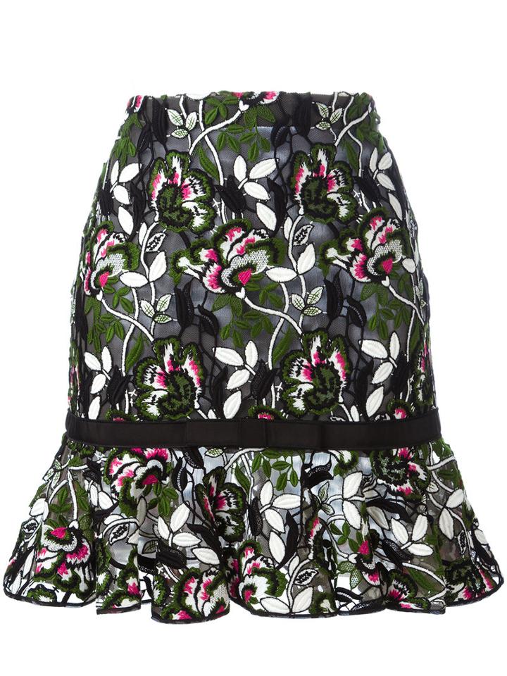 Giambattista Valli Floral Lace Panel Skirt, Women's, Size: 40, Black, Cotton/polyester/polyamide/viscose