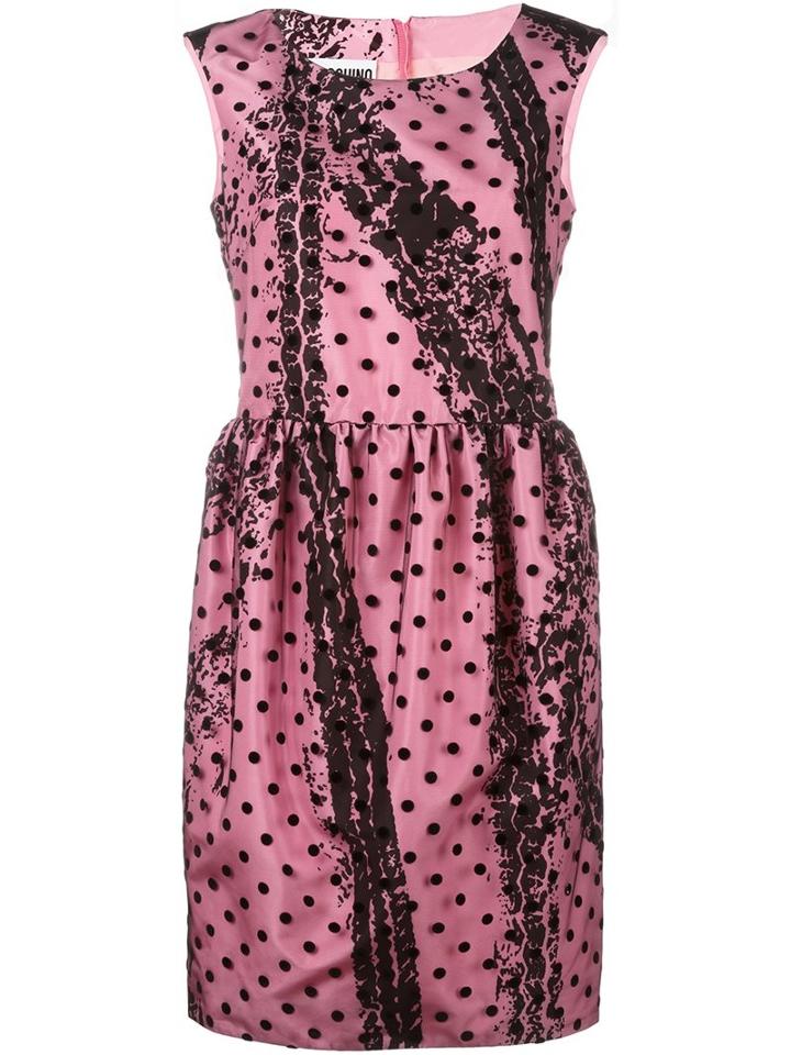 Moschino Polka Dot Dress, Women's, Size: 46, Pink/purple, Polyester/polyamide/rayon/acetate