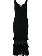 Derek Lam 10 Crosby Ruffle Knit Dress, Women's, Size: Large, Black, Cotton/polyamide/spandex/elastane