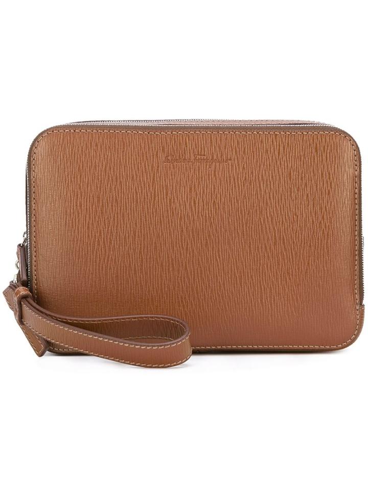 Salvatore Ferragamo 'revival' Clutch, Men's, Brown, Calf Leather