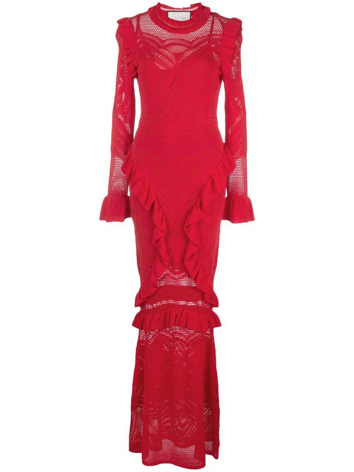 Alexis Ceecee Crochet Ruffle Trim Dress - Red
