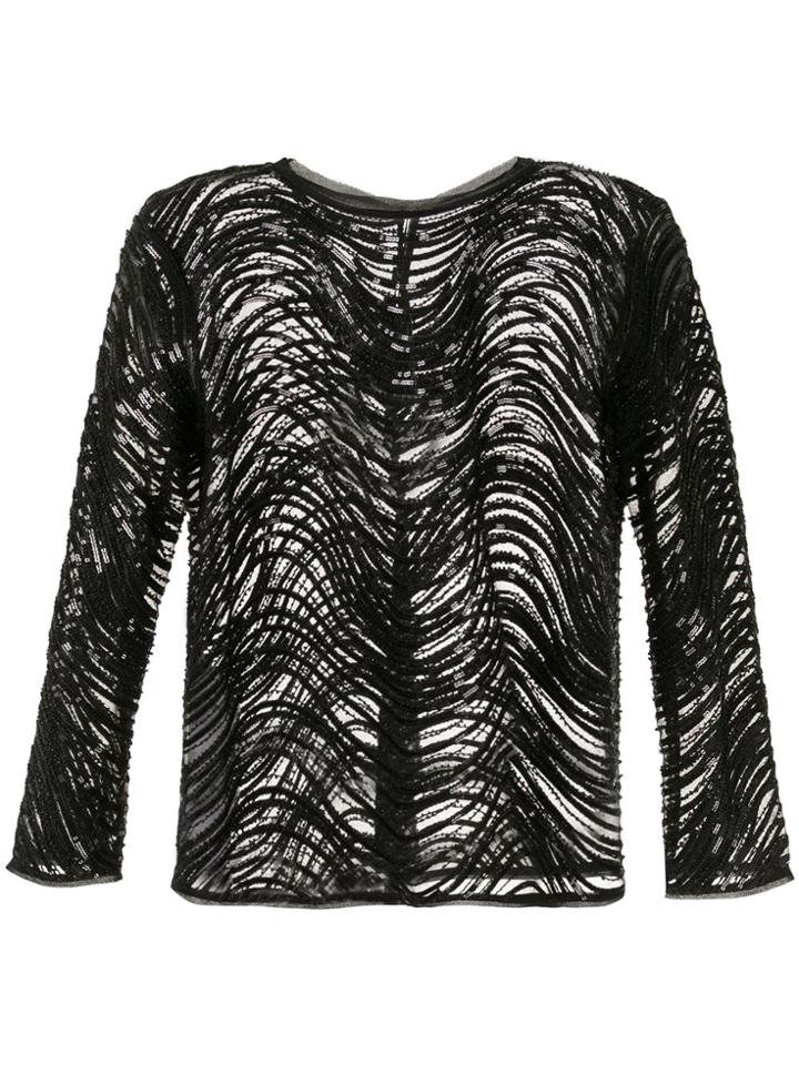 Emporio Armani Beaded Long-sleeve Top - Black