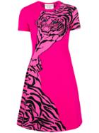 Valentino Tiger Print Skater Dress - Pink & Purple