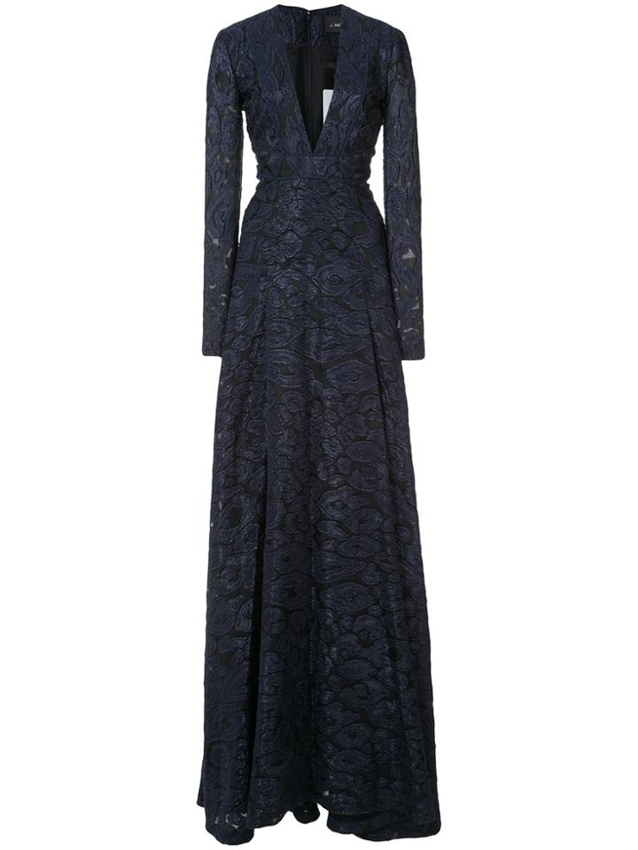 J. Mendel Leopard Print A-line Gown - Blue