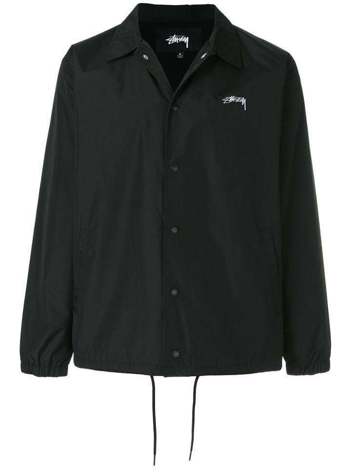 Stussy Logo Print Shirt Jacket - Black