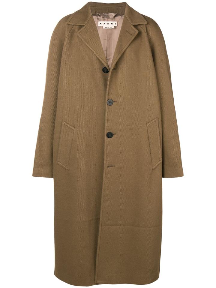 Marni Long Single-breasted Coat - Brown