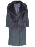 Vika Gazinskaya Faux Fur Mohair Textured Coat - Grey