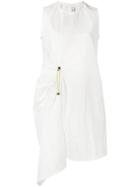 Marni Drawstring Gathered Dress, Women's, Size: 40, White, Cotton/linen/flax