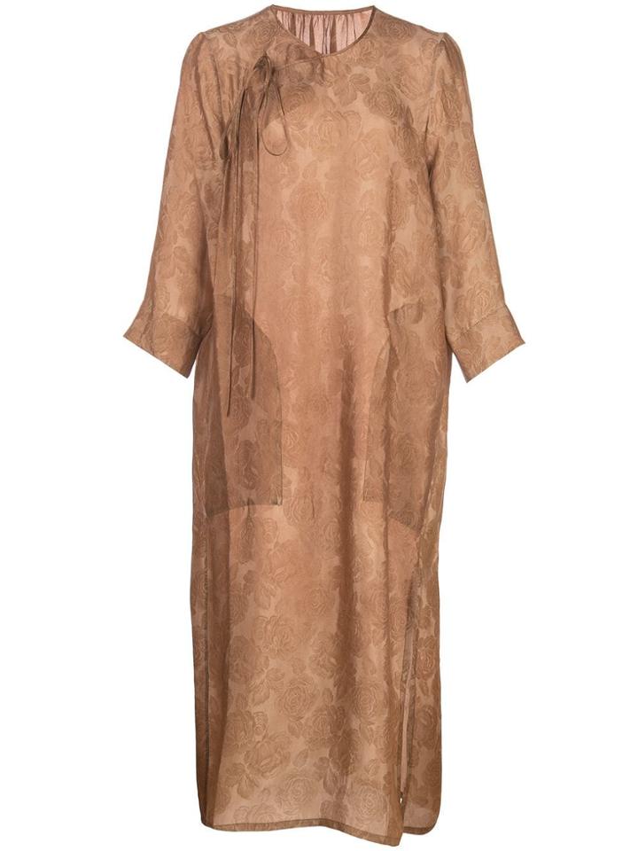Uma Wang Rose Pattern Dress - Brown