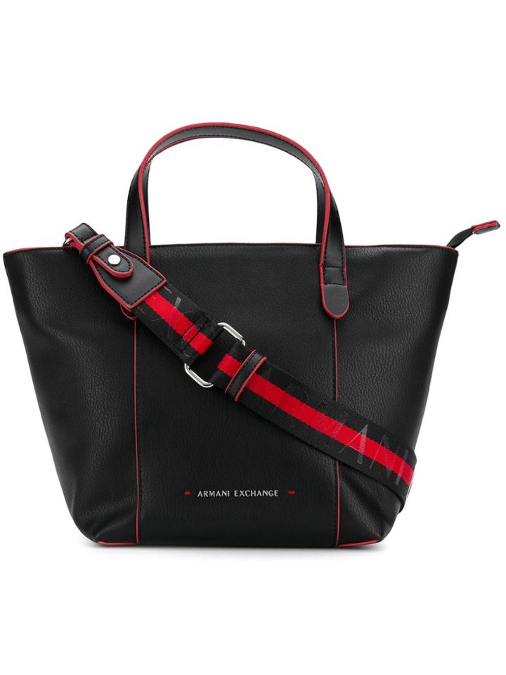 Armani Exchange Red Details Tote Bag - Black