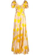 Carolina Herrera Flower Print Maxi Dress - Yellow