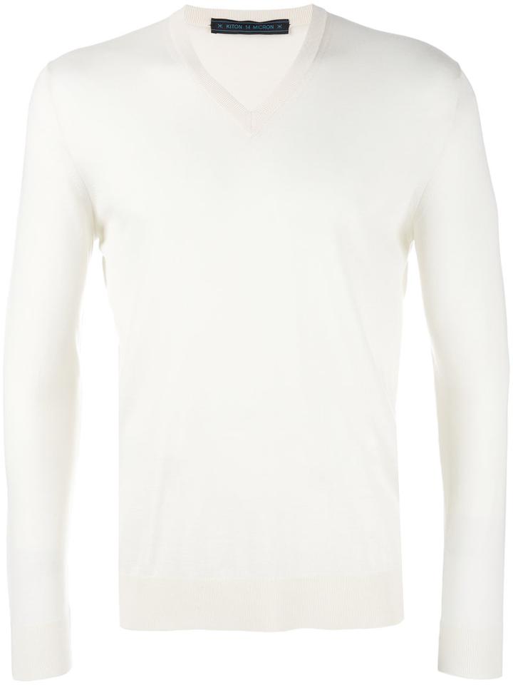 Kiton - V-neck Jumper - Men - Wool - L, White, Wool