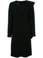 Boutique Moschino Ruched Sleeve Design Dress, Women's, Size: 48, Black, Triacetate/polyester