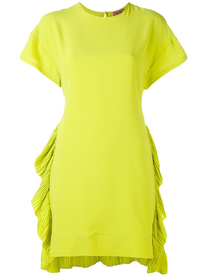 No21 - Ruched Hem Dress - Women - Silk/acetate - 40, Yellow/orange, Silk/acetate