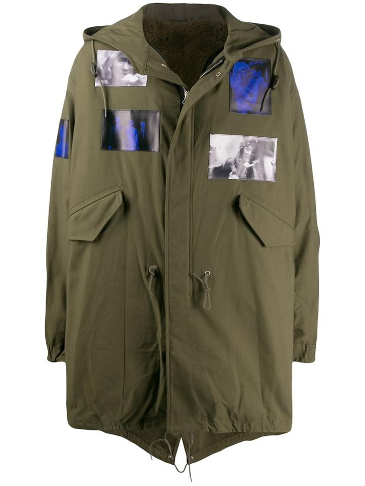 Raf Simons Blue Velvet Oversized Parka - Green