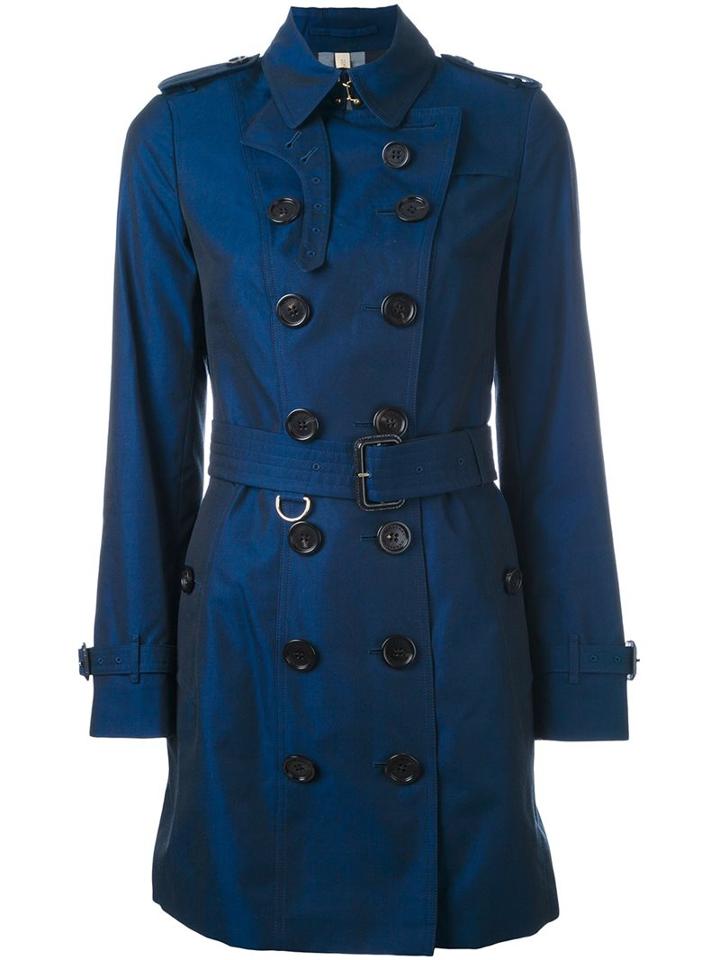 Burberry Cotton Gabardine Trench Coat, Women's, Size: 10, Blue, Cotton/viscose
