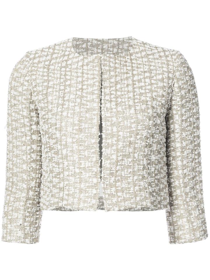 Oscar De La Renta Cropped Tweed Jacket - White