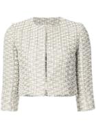 Oscar De La Renta Cropped Tweed Jacket - White