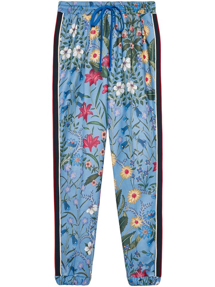 Gucci - New Flora Print Jogging Pant - Women - Cotton/polyester - S, Blue, Cotton/polyester