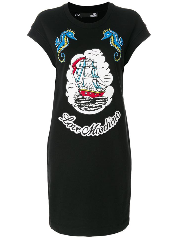 Love Moschino Logo Patch T-shirt Dress - Black