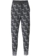 Thom Browne Dog Print Track Pants, Men's, Size: 3, Grey, Cotton