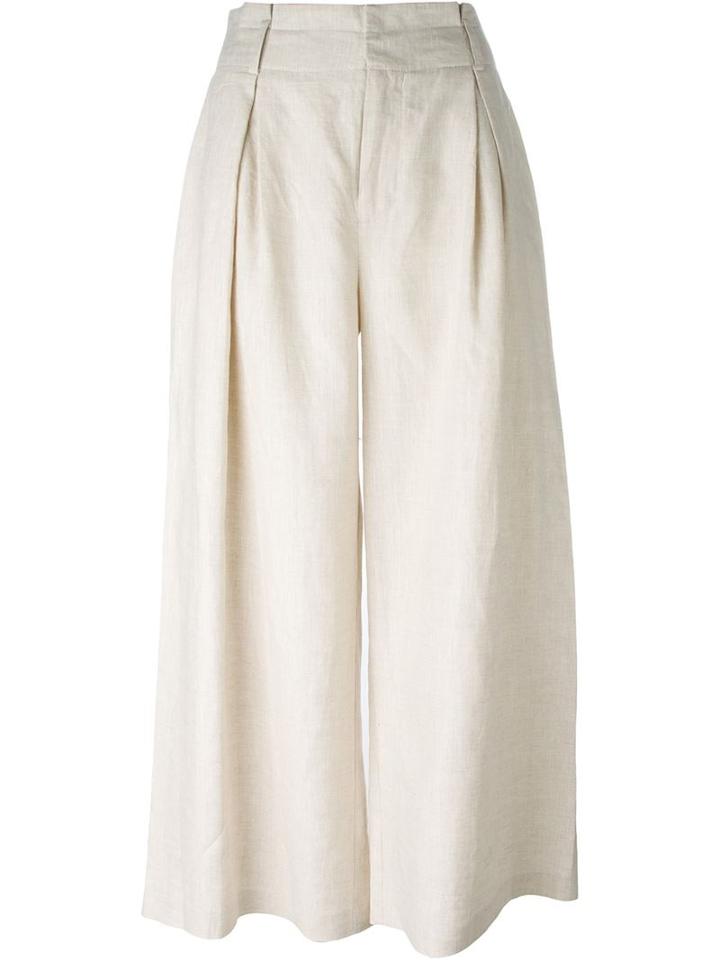 Opening Ceremony Deep Pleat Trousers, Women's, Size: 2, Nude/neutrals, Linen/flax/polyester