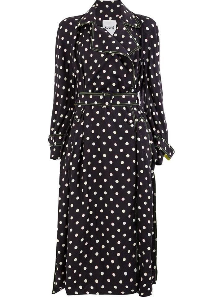 Koché Polka Dot Trench Coat - Black