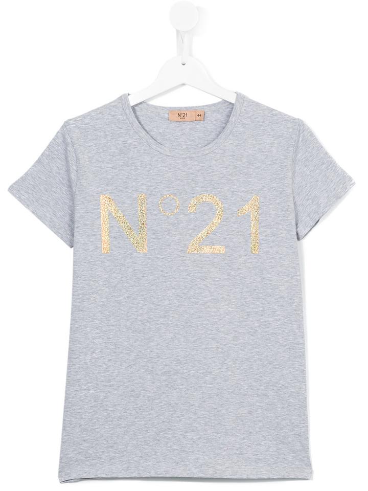 No21 Kids - Logo Print T-shirt - Kids - Cotton/spandex/elastane - 13 Yrs, Grey