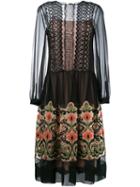 Alberta Ferretti Floral Embroidered Sheer Dress, Women's, Size: 42, Black, Silk/acetate/polyamide