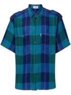 Pierre Cardin Vintage Tartan Print Shirt - Blue
